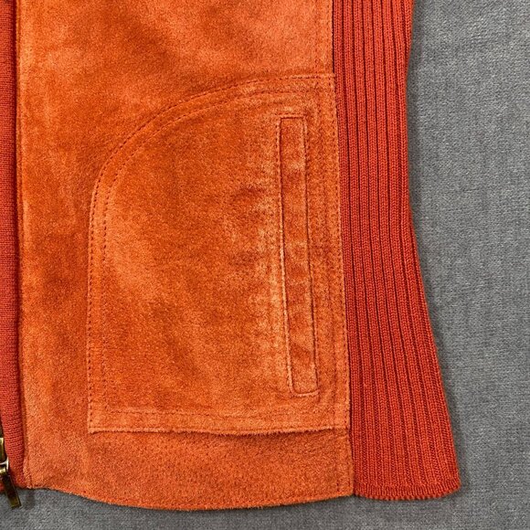 Chicos Womens Suede & Knit Rust Orange Sleeveless Vest With Gold Zipper Size 1 - Picture 7 of 12